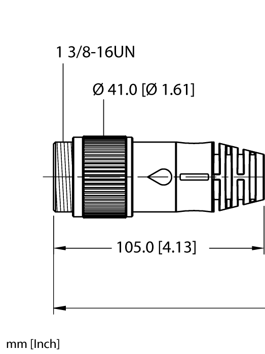 Turck 1-3/8" to 1-3/8" Power Cordset; Male Straight to Female Straight; 3-Pin; 3 x 10AWG to 3-Pin; 15 - 30A; 600VAC; 2m PVC Cable